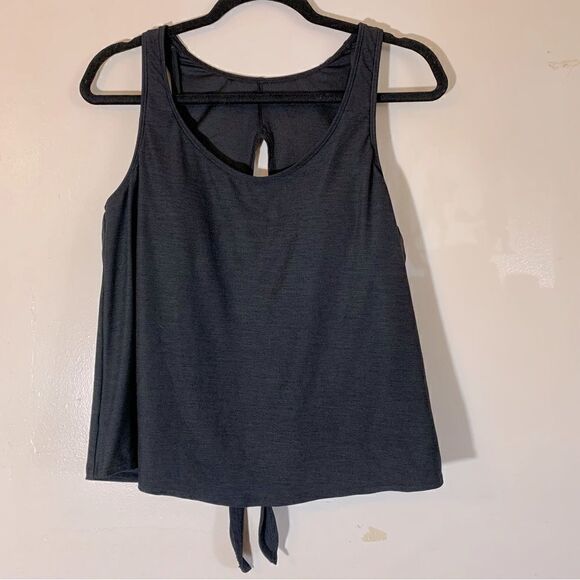 Kona Sol Swimsuit Top Black Built in Bra Open Back Tue Front Sz Medium Gorgeous - Picture 1 of 5